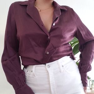 Vintage Silk Button Up Top